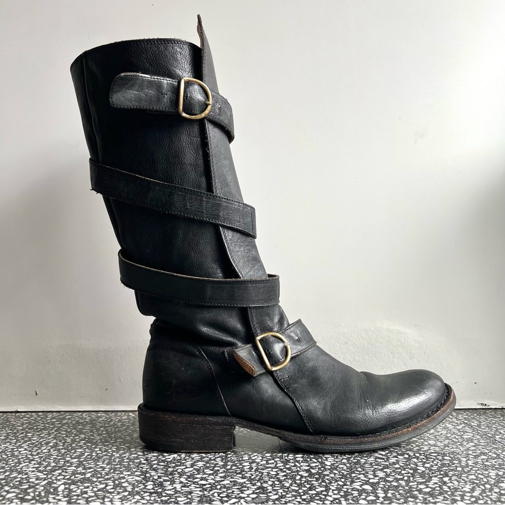 Fiorentini + Baker Black Leather Moto Boots